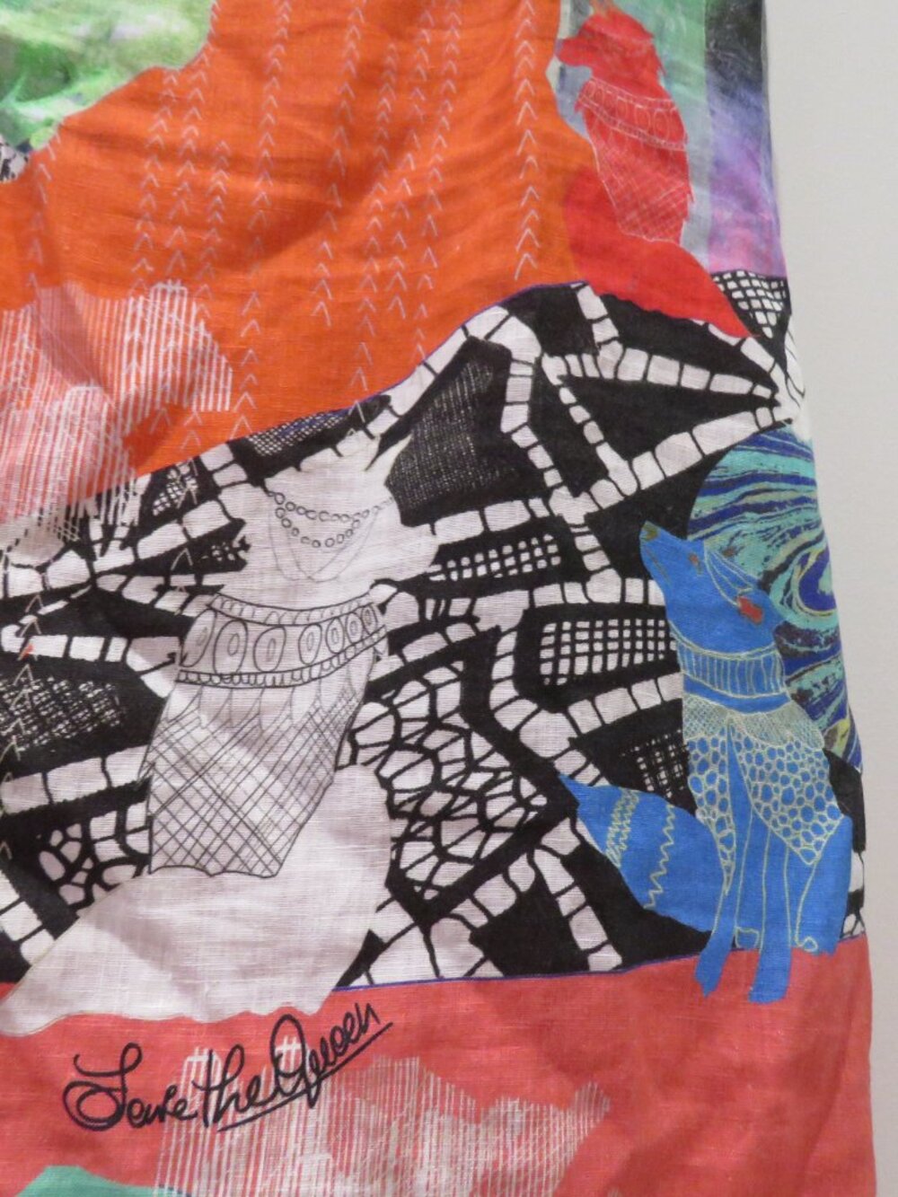 SAVE THE QUEEN 100% Linen Abstract Artsy Dress XL Quirky Lagenlook Avant Garde - Picture 10 of 16